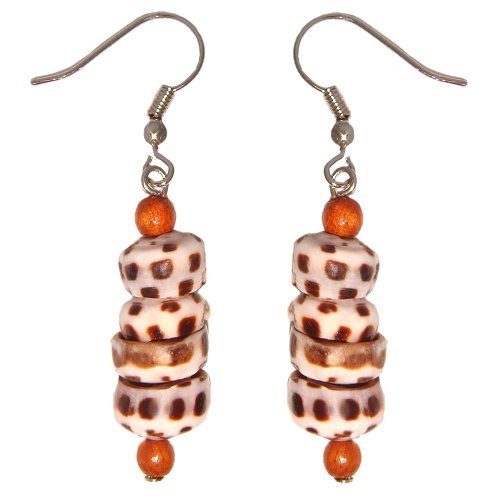 Hawaiian Tiger Puka Shell Dangling Earrings