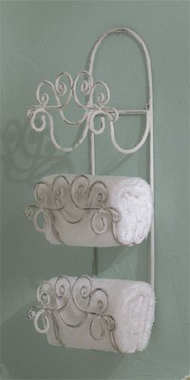Distressed White Towel Holder