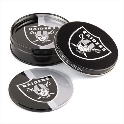 Tin Coaster Set- Oakland Raiders