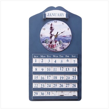 Lighthouse Wall Clock and Calendar