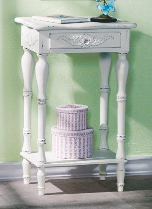 Carved White Side Table