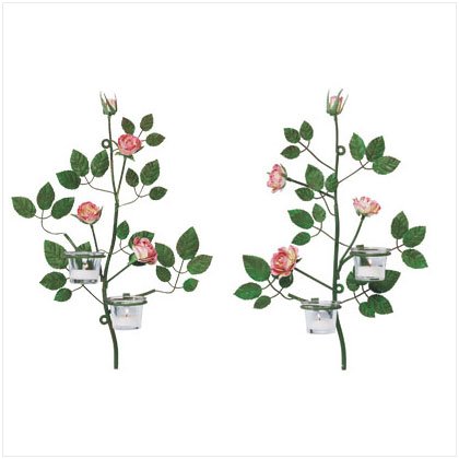 Victorian Rose Wall Sconces - Set of 2