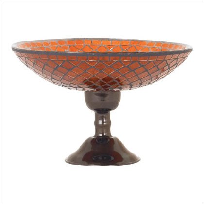 Amber Mosaic Glass Compote