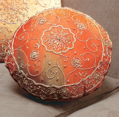 Round Beadwork Accent Pillow