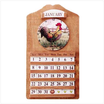Rooster Calendar and Clock