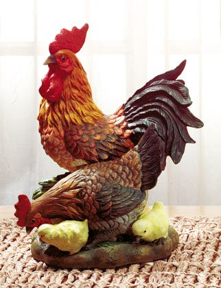Rooster Family Sculpture