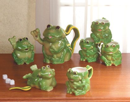 10 Piece Frog Tea Set