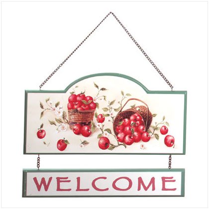 Wooden Apple "Welcome" Sign