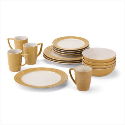 16 Piece Tan Dinnerware Set