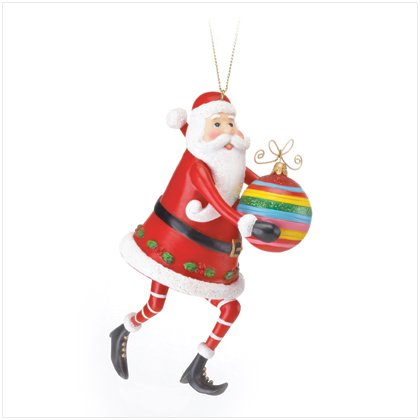 Santa With Multi Color Stripe Ornament