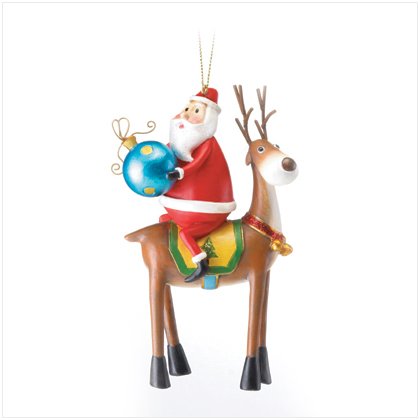 Santa On Reindeer Ornament