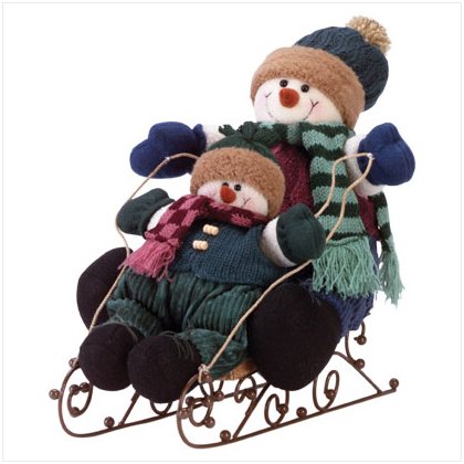 Plush Snowman Kids On Sleigh