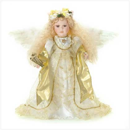 Porcelain Angel Doll With Harp