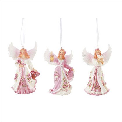 Pink Angel Ornaments - Set of 3