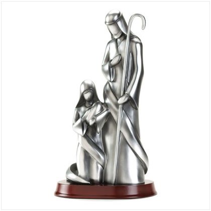 Pewter Color Nativity Figurine