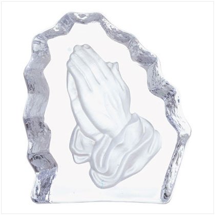 Cut Glass Block Praying Hands