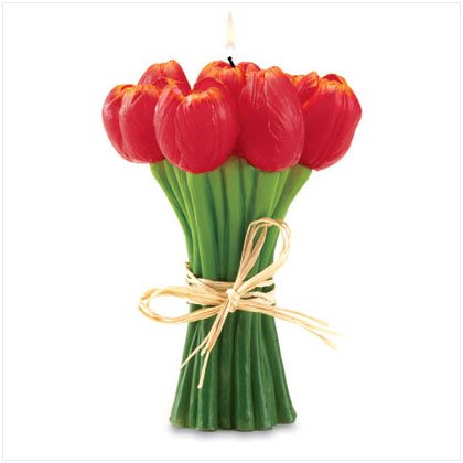 Red Tulips Bouquet Candle