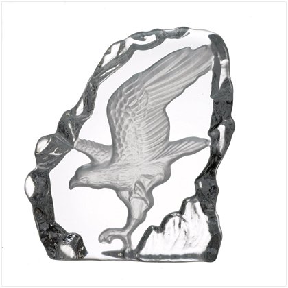 Cut Glass Block Eagle Paperweight