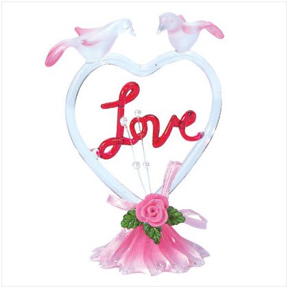 Glass Heart Shaped Love with Doves