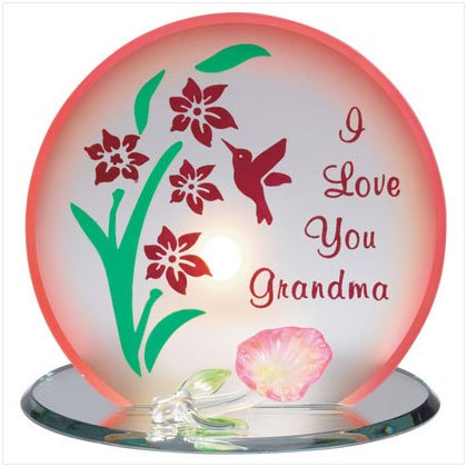 Glass "I Love You Grandma" Candleholder