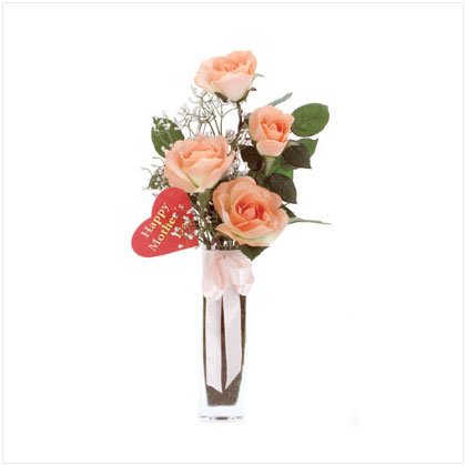 Satin Roses in Glass Vase
