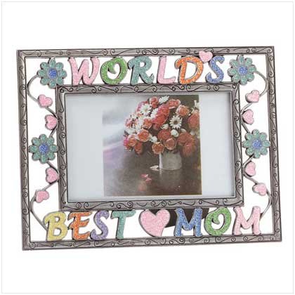 Colorful Pewter "Worlds Best Mom" Photo Frame
