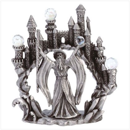 Pewter Merlin And Castle