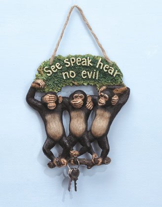 See, Hear, Speak No Evil Monkey Keyholder