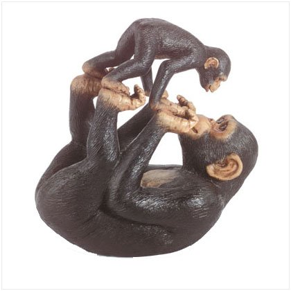 Mother & Baby Monkeys Playing Figurine