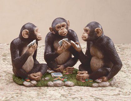 Poker Playing Monkey Figurine