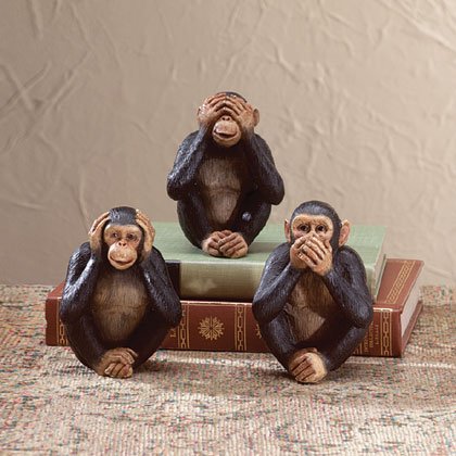See, Hear, Speak No Evil Monkey Figurines - Set Of 3