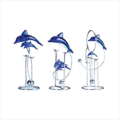 Set of 3 Swinging Dolphin Sculptures