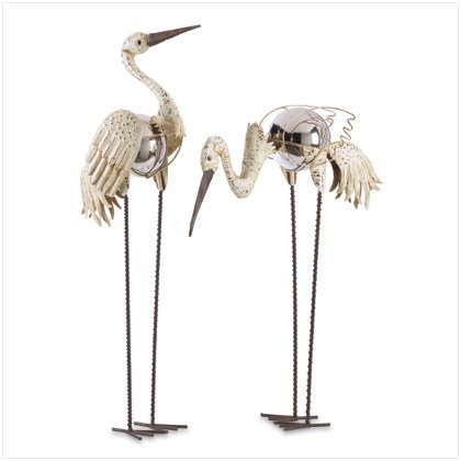 Gazing Ball Cranes Garden Stakes
