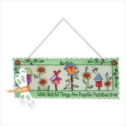 Painted Glass Plaque With Dragonfly