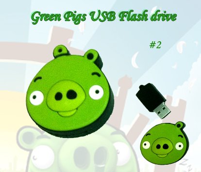 Green pig #2 USB Flash Drive