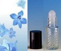 (1 ct) 1 Dram (4 ml) Empty Swirl Glass Roll-on Bottles with Roller Assemblies & Black Caps