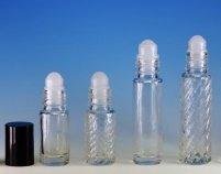 (12 ct) 1 Dram (4 ml) Empty Glass Roll-on Bottles with Roller Assemblies & Black Caps