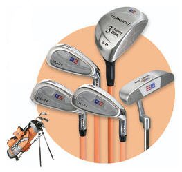 US KIDS GOLF - ULTRALITE TANGERINE 5 CLUB SET W/ BAG