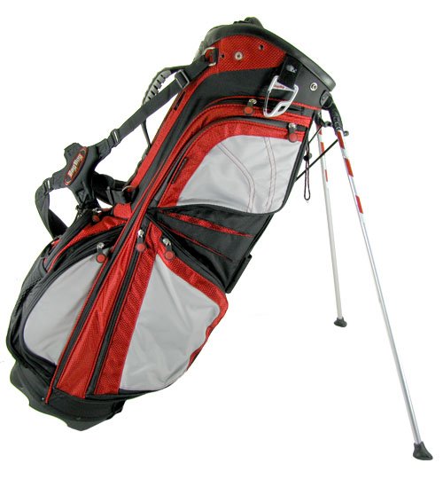 BAG BOY GOLF- NEW CLIP-LOK STAND BAG - BLACK/RED/GRAY