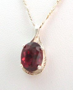 Genuine RHODOLITE GARNET Solitaire Sterling Silver PENDANT & Chain