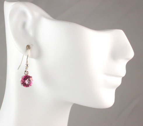 Sterling Silver French Wire 4.30ctw PINK TOPAZ Dangle EARRINGS