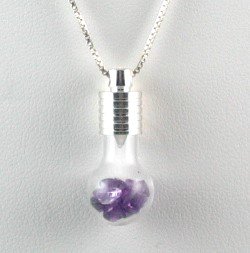 Genuine AMETHYST 3ctw Handcrafted Glass Bulb PENDANT