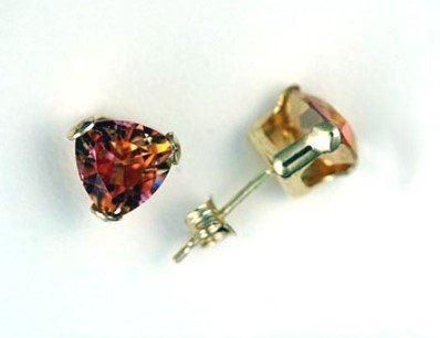 Genuine 3ctw MYSTIC AZOTIC TOPAZ 10k Yellow Gold Stud EARRINGS