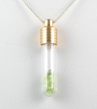 Genuine 1.20ctw PERIDOT Goldtoned Handcrafted Glass Vial PENDANT