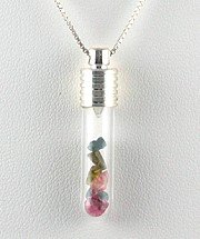 Genuine Multicolor TOURMALINE Handcrafted Glass Vial PENDANT
