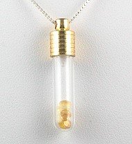 Genuine YELLOW SAPPHIRE Goldtoned Glass Vial PENDANT