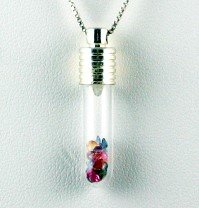 1.00ctw Genuine Multi Color SAPPHIRE Glass Vial PENDANT