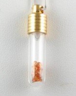 Genuine SPESSARTITE GARNET Goldtoned Glass Vial PENDANT