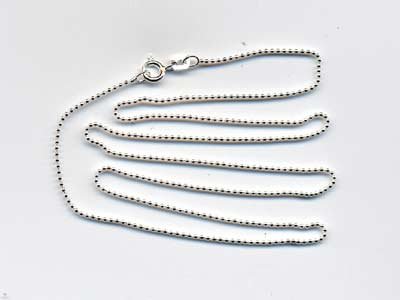 Sterling Silver 18" Bead Ball Chain with Spring Ring Clasp