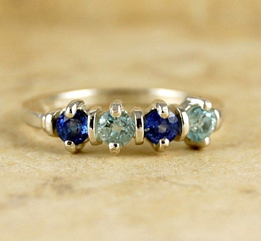 True Blue 1ctw Genuine SAPPHIRE & TOPAZ Sterling Silver RING